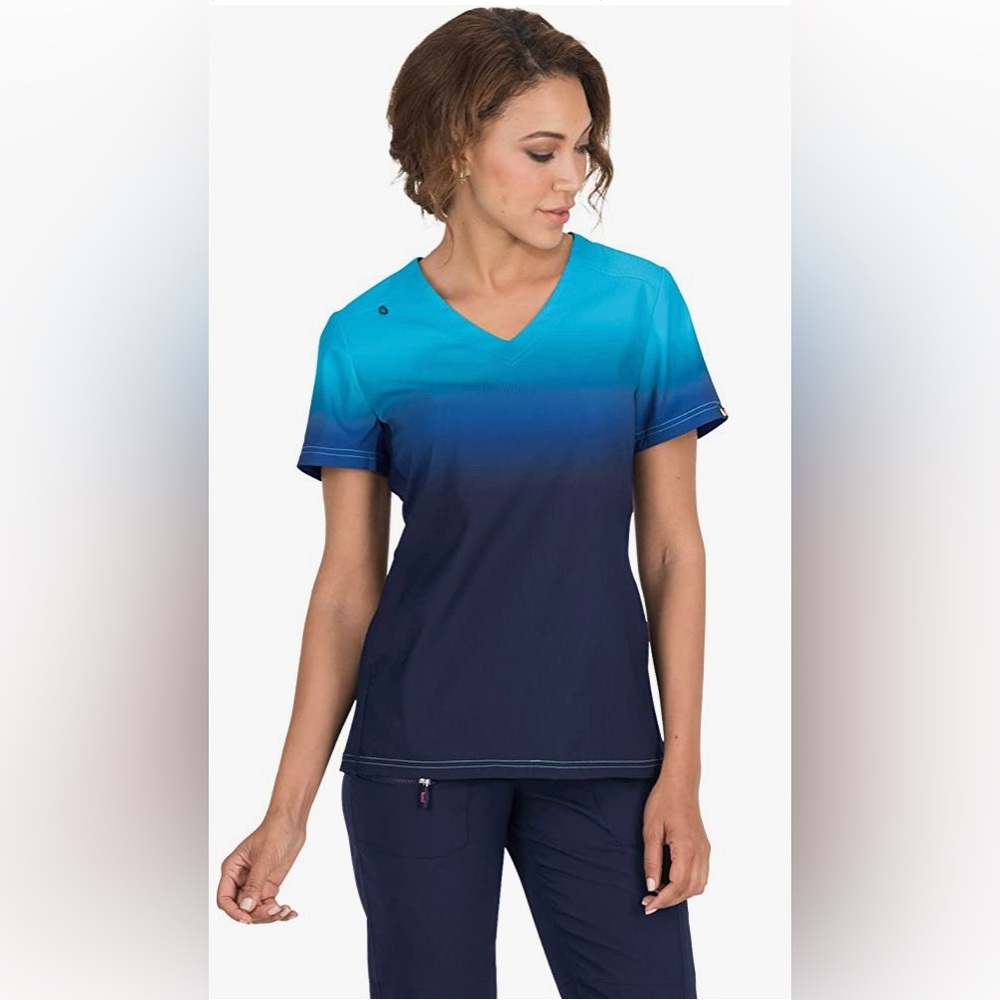 KOI Lite Ombre Uniform Scrub Set (Top & Pant), Blue, Size XS